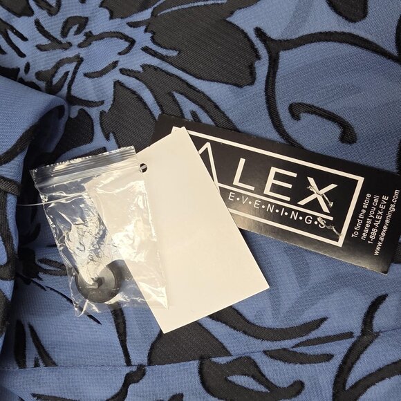 Alex Evenings Jacket Womens 3X Blue Black Floral Sheer Open Front Plus Size - Picture 7 of 10